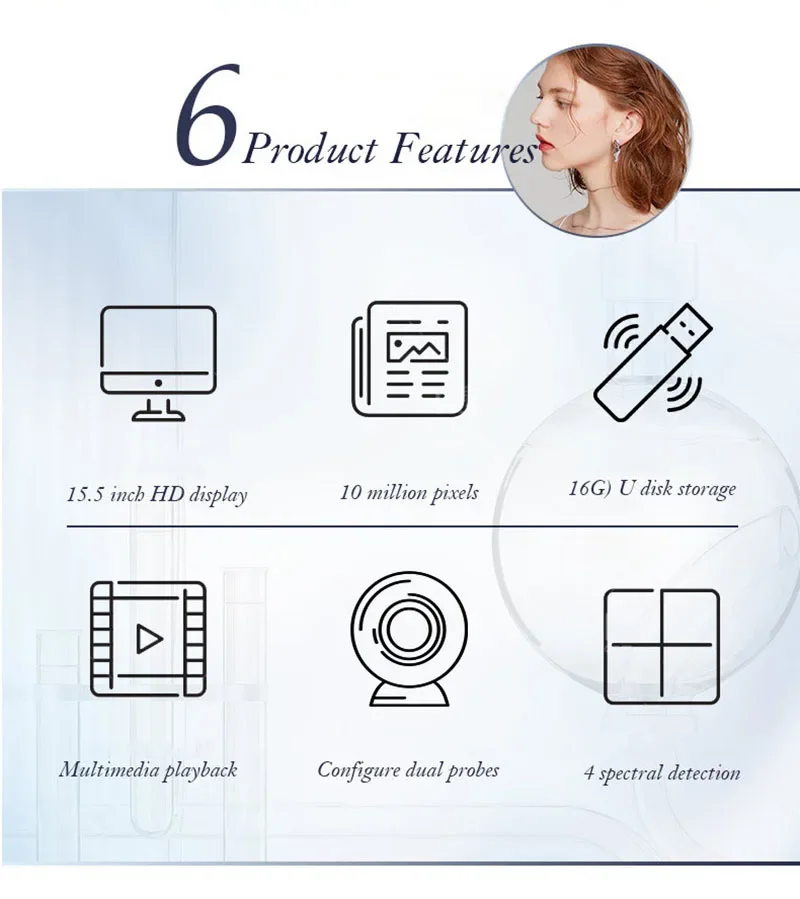 Professional Skin&Hair Follicle Detector Hair Treatment/Hair Follicle Oil Moisture/Skin Pigment Detector Analyze Tester 15Inch