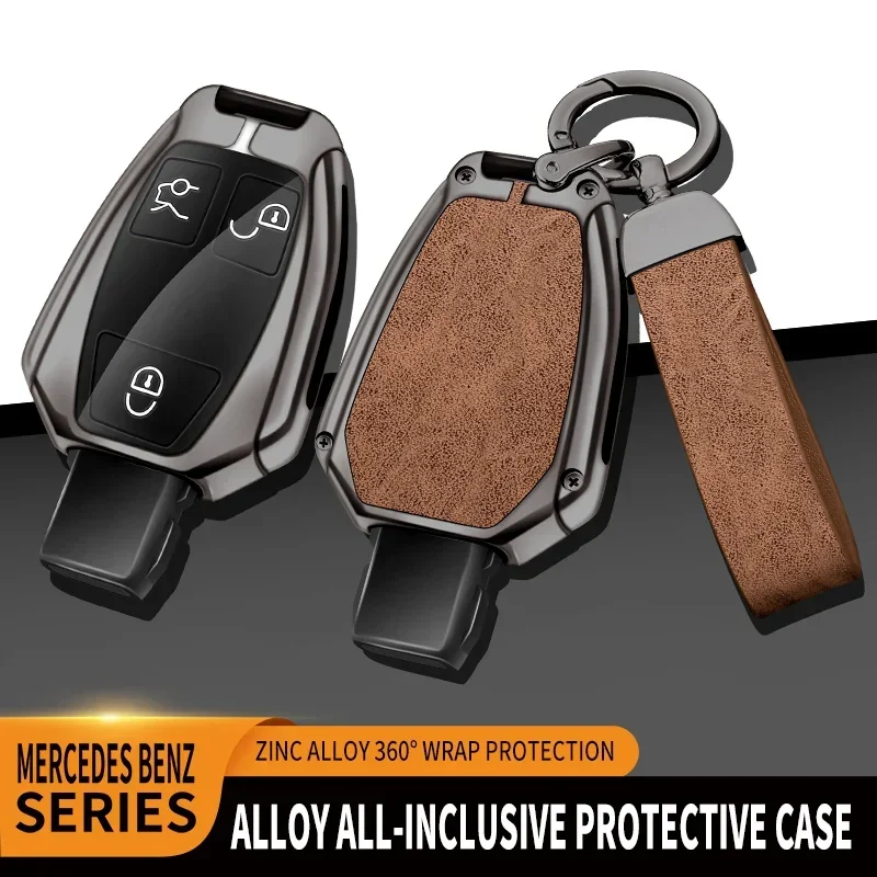 

Zinc Alloy Leather TPU Car Remote Key Bag For Mercedes Benz C E B A R Class GLA GLS GLK GLC CLA AMG W204 W205 W212 W463 W176