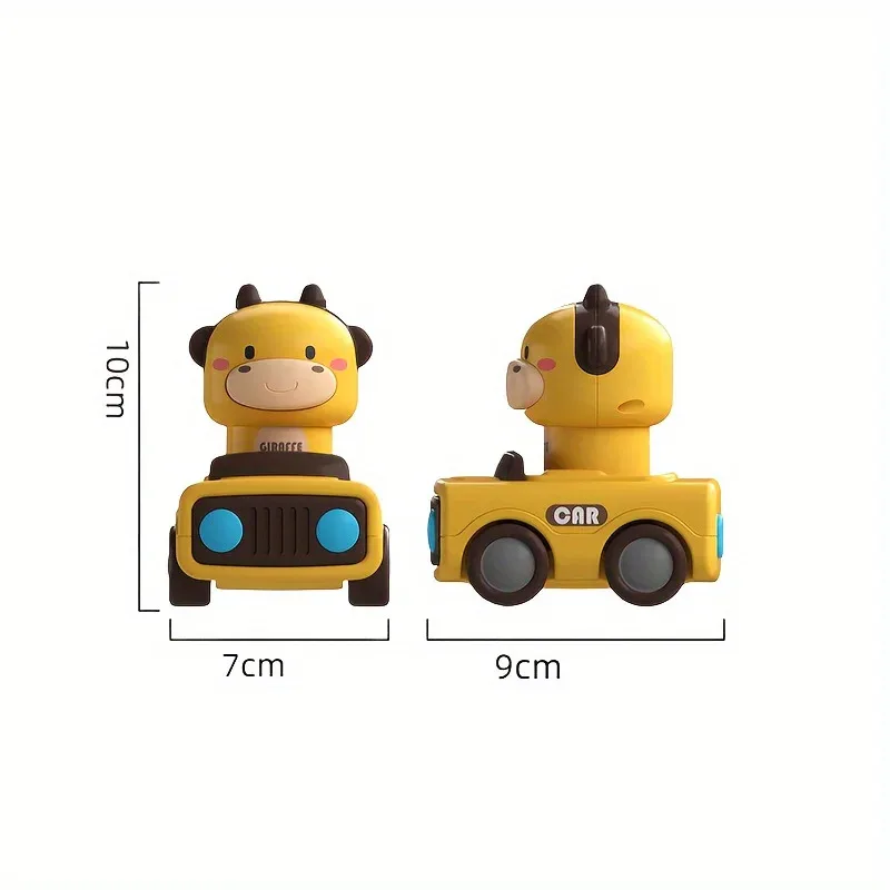 Cartoon Figure Friction Toy Cars, No Battery Push & Go Sliding Vehicles for Kids Age 1-3, Fun Baby Toys for Fine Motor Skills - 6