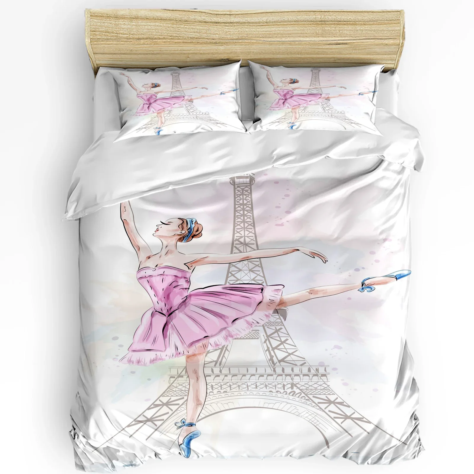 

Woman Dance Eiffel Tower Printed Comfort Duvet Cover Pillow Case Home Textile Quilt Cover Boy Kid Teen Girl 3pcs Bedding Set