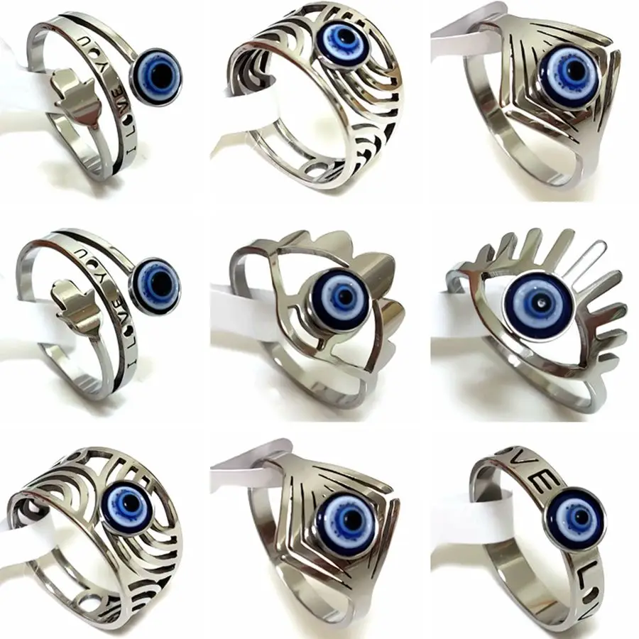20Pcs New Trendy Stainless steel Jewelry Eye Evil Eye Rings Women Man Ring Wholesale 3