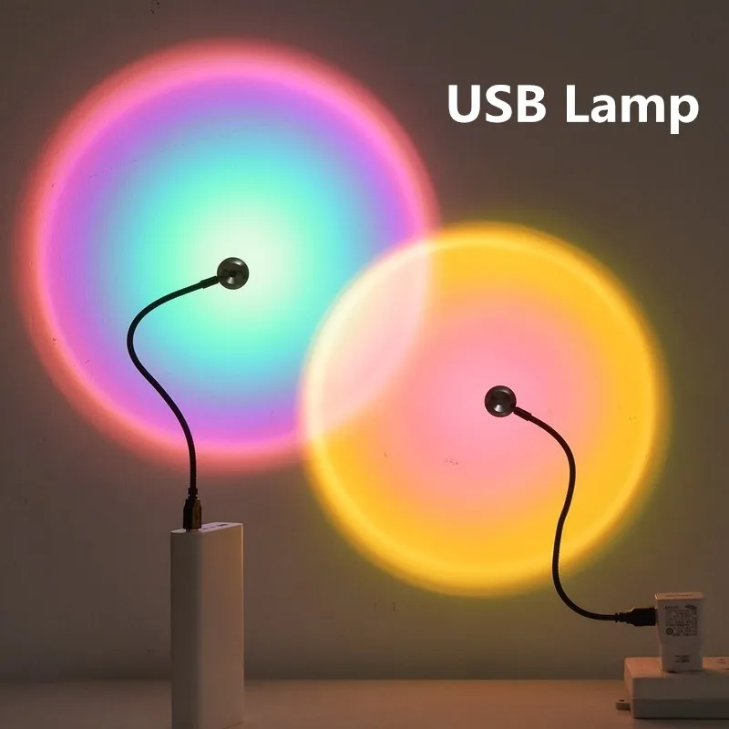 

USB Sunset Lamp Night Light Projector Birthday Party Decoration Portable Mood Light Led For Bedroom Living Room Wall Photography