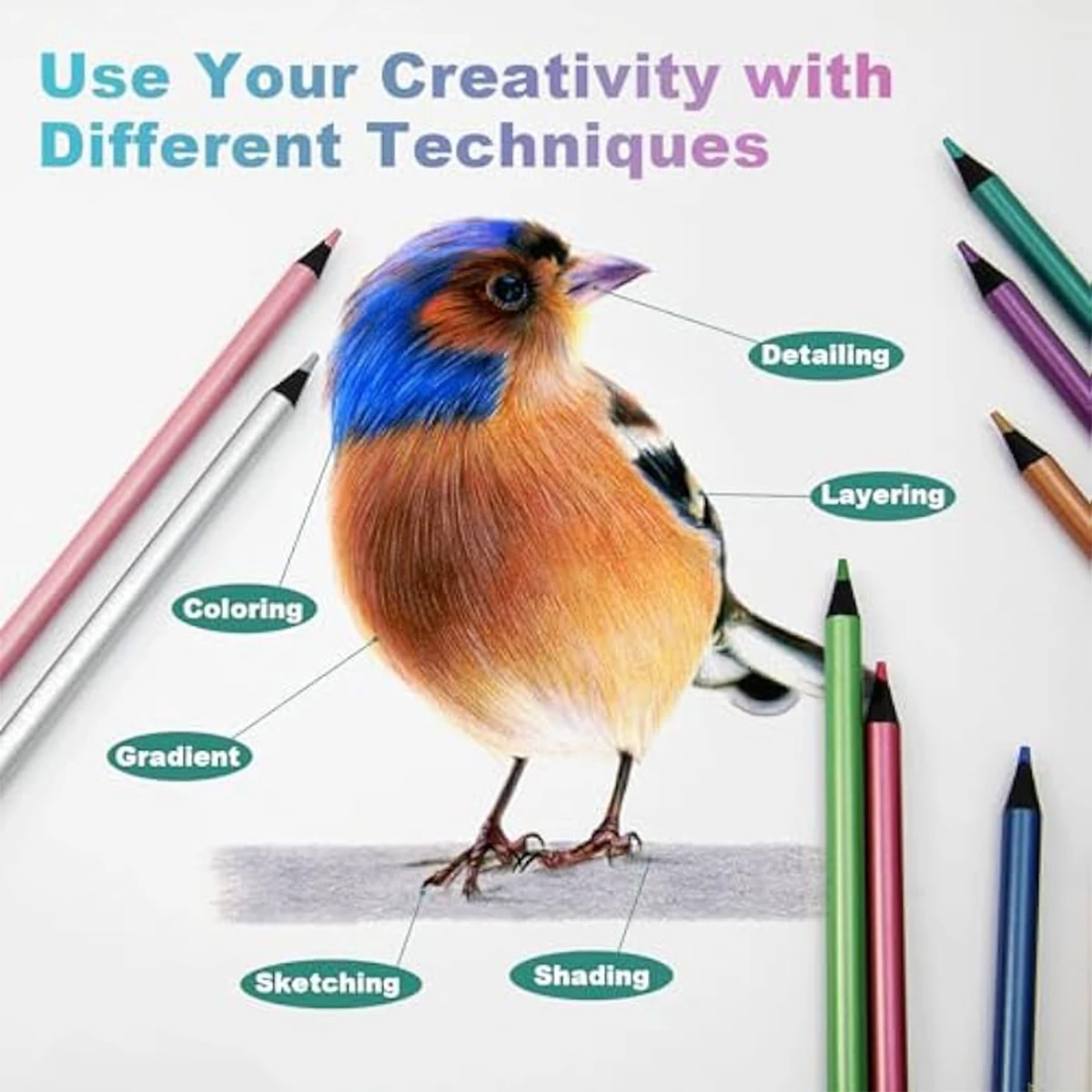 12 Color Metallic Colored Pencils Drawing Sketching Set Painting Colour Pencils Art Supplies for Artist 12 Pcs Set