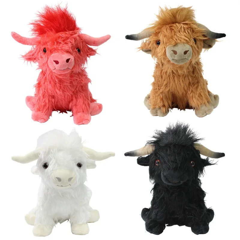 

NEW 4 Colors Highland Cow Brown Red Color Kawaii Plush Doll Simulation Yak Toys Stuffed Animals 27 cm 11 inch Kids Toy Dolls