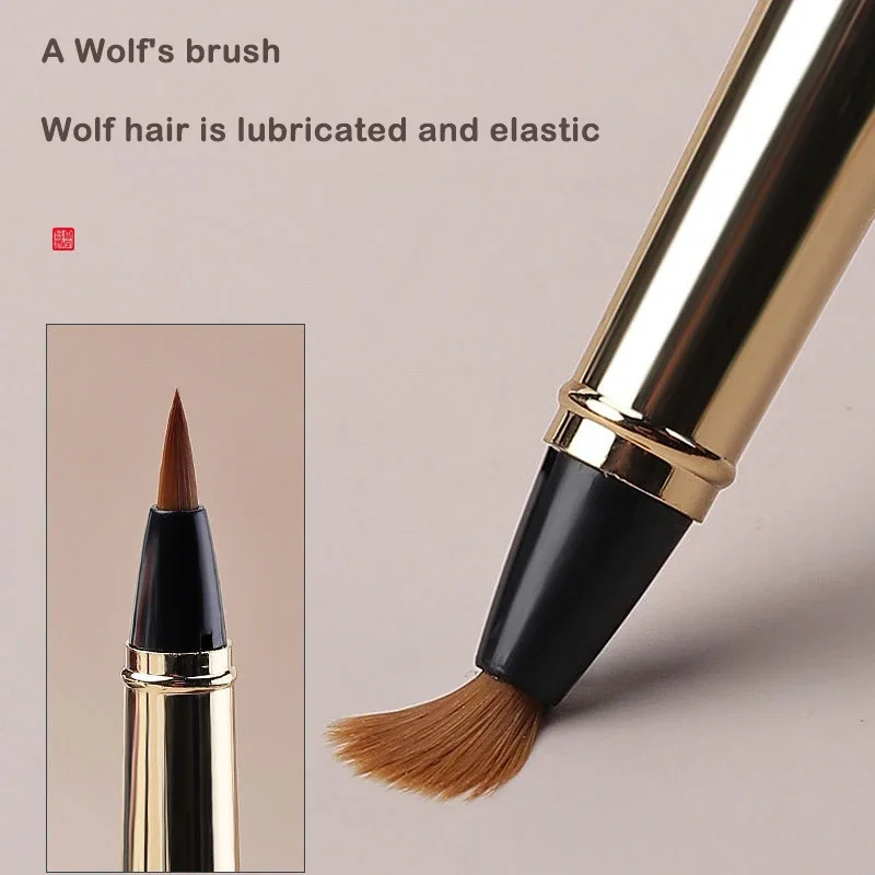 Calligraphy Brush Morandi Fountain Pen Type Calligraphy Brushes Metal Soft Weasel Hair Small Regular Script Brush for Student Painting Writing