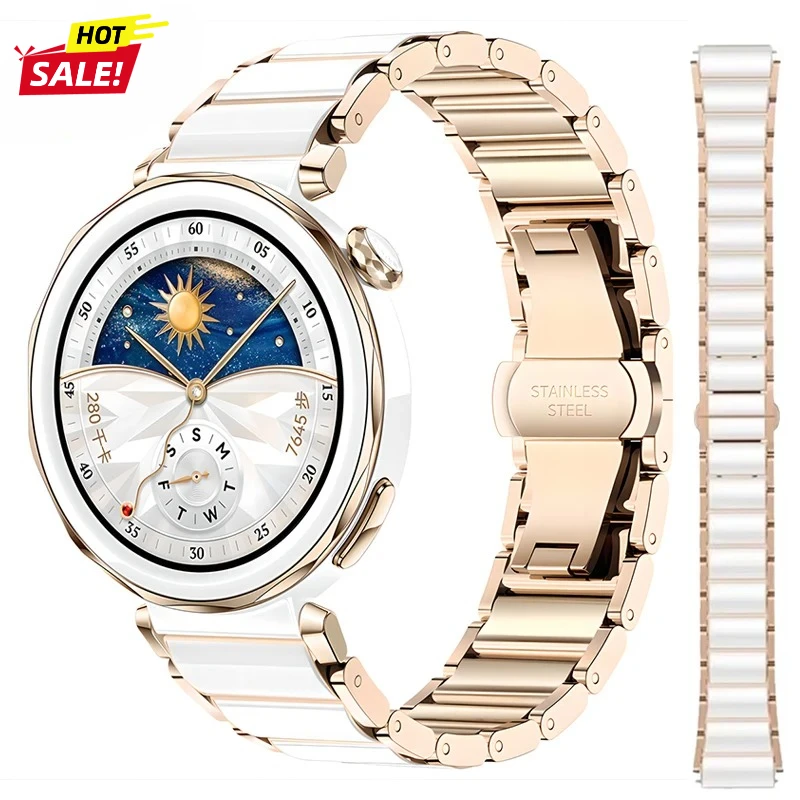Elegant 18mm Ceramic Smartwatch Strap - Stylish Bracelet Accessory