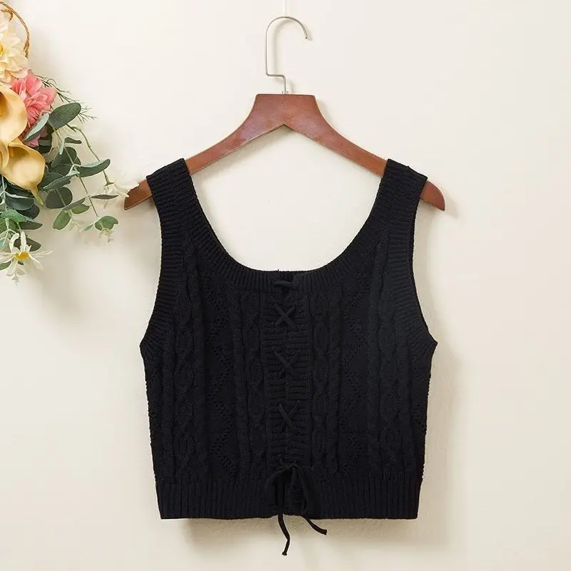 High Waist Knitted Vest Women's Two-Sided Wear ort Sle Spring Autumn Layering Faion Trendy Twist Spring Summer New Arrival