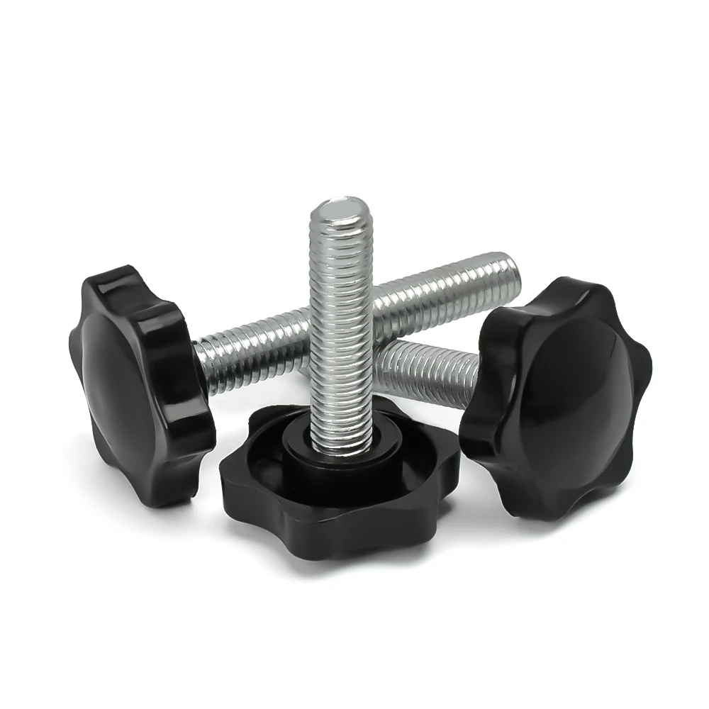 M4 M5 M6 M8 M10 M12 Carbon Steel Hand Knob Screws Bolt Plastic Star Shape Head Thread Clamping Thumb Handle Machine Screw Bolts hand knob screws