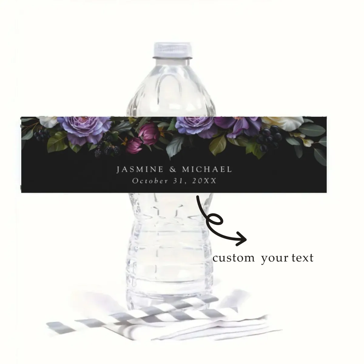 30 Stück individuelle Hochzeit Willkommen Wasserflaschenetiketten druckbare Hochzeitswasserflaschenaufkleber, personalisierte minimalistische Hochzeitsaufkleber – Detail 1