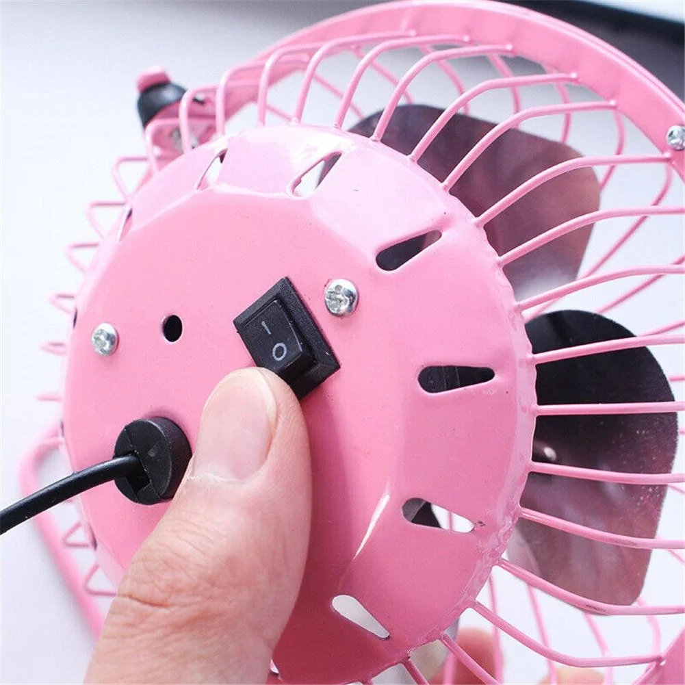USB Desk Fan 4 Inch Metal Mini Portable Rechargeable Super Quiet Personal Cooling for Computer Home Office