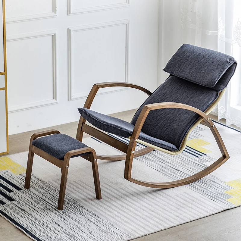 Chaise à bascule en bois massif - chaises en rotin balcon véranda dossier  haut jardin cour côté