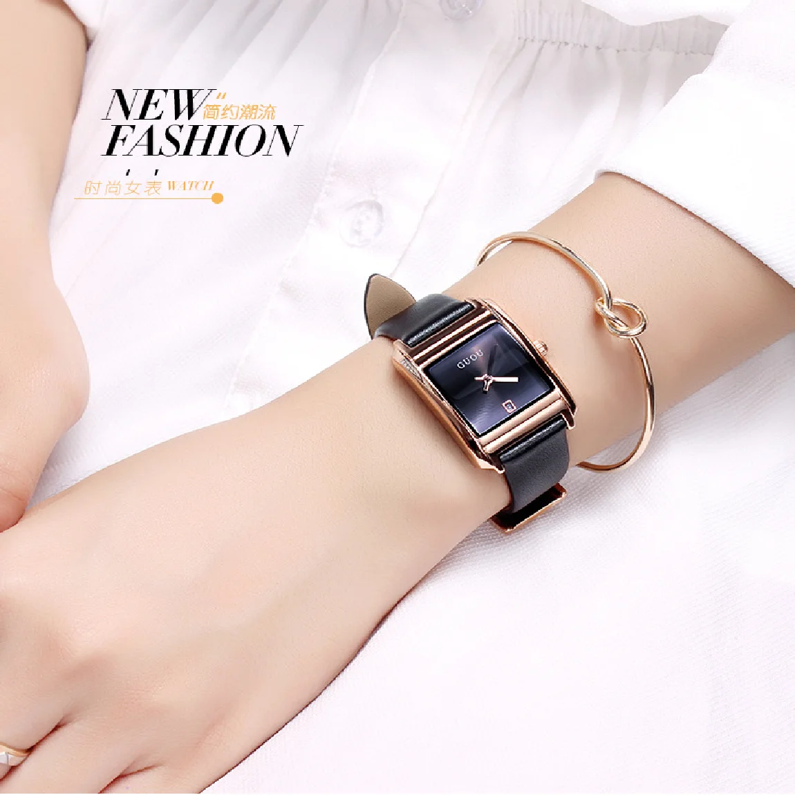 

TOP Brand Quartz Leather Band Watch Fashion Women's Watches Square Simple Wwater Calendar Quartz Water Resistant Wristwatches