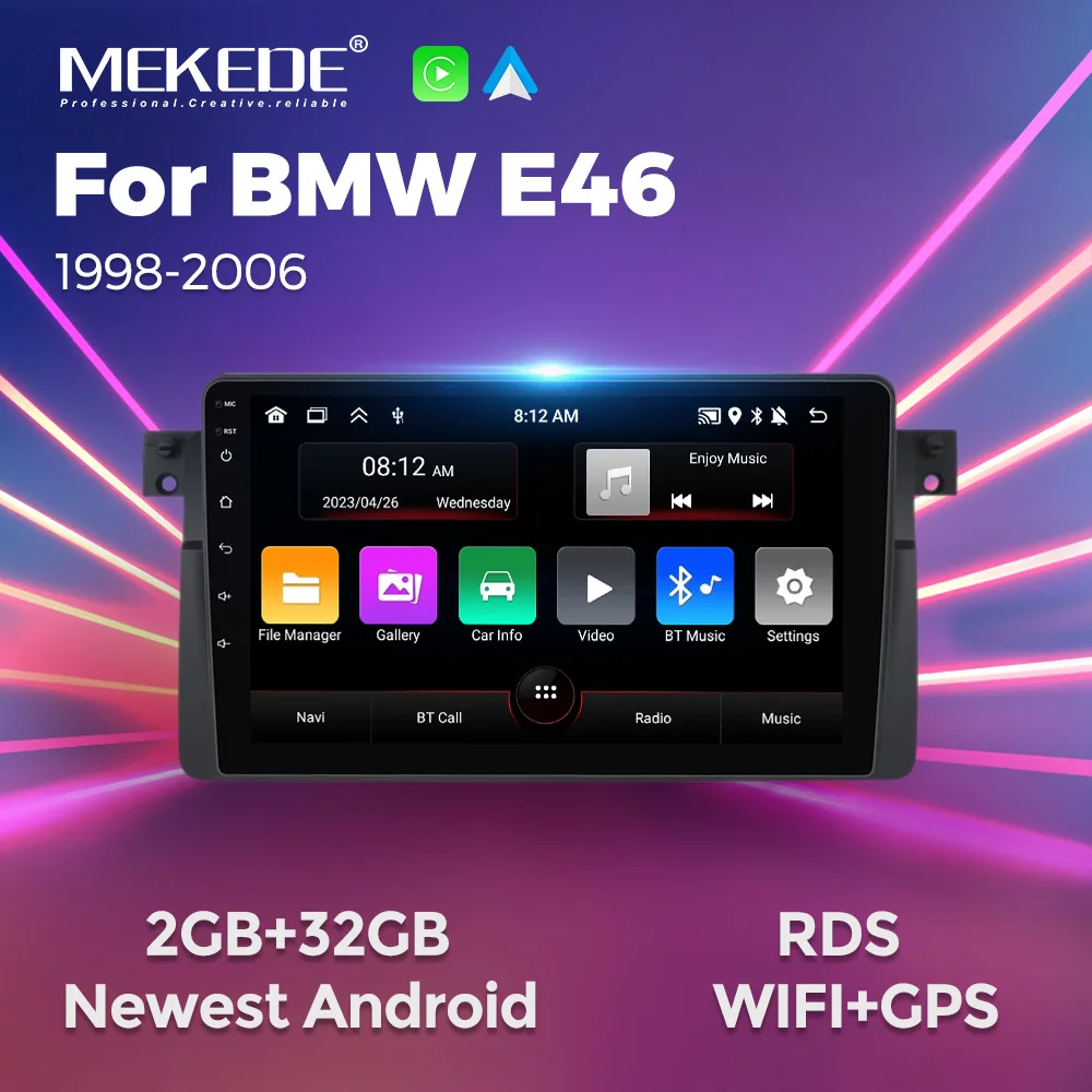 MEKEDE Android 13 Radio Stereo samochodowy 2din dla BMW E46 M3 318 320 325 330 335 1998-2006 nawigacja GPS WiFi CarPlay DVD Multimedia