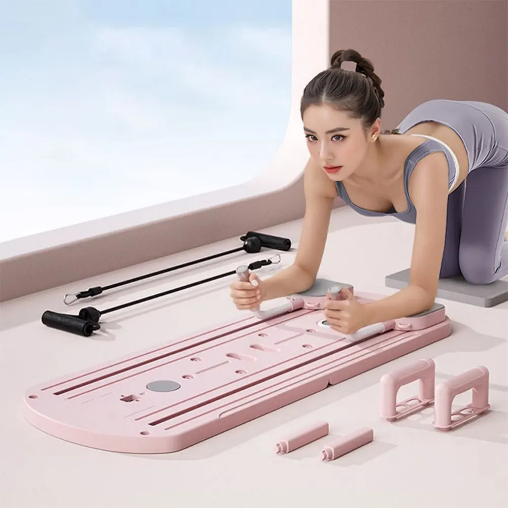 Multifunctional Fitness Board Abdominal Board Non Slip Push Up Foldable with Counter & Kneeling Mat Home Gym Equipment