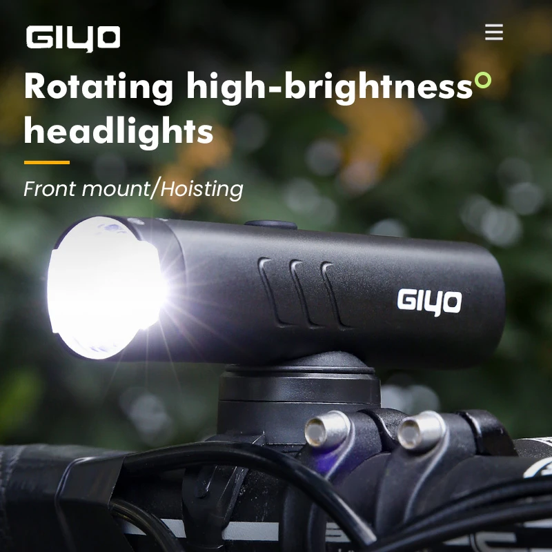 Giyo Night Fietsen Koplamp 900 1200 1500 Lumen Fiets Front Light Roterende Lens IP66 Mtb Racefiets Veiligheid Torch| | -
