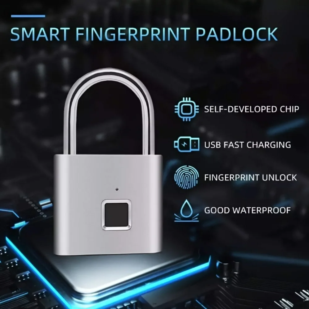 Smart Keyless Fingerprint Door Padlock -  Anti theft & Waterproof