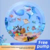1 Piece 100x100 Blue Kids Baby Splash Water Pad, Large Thickened Inflatable Mat, Infant Fun Crawl Toy, Aquatic Play Mat 2