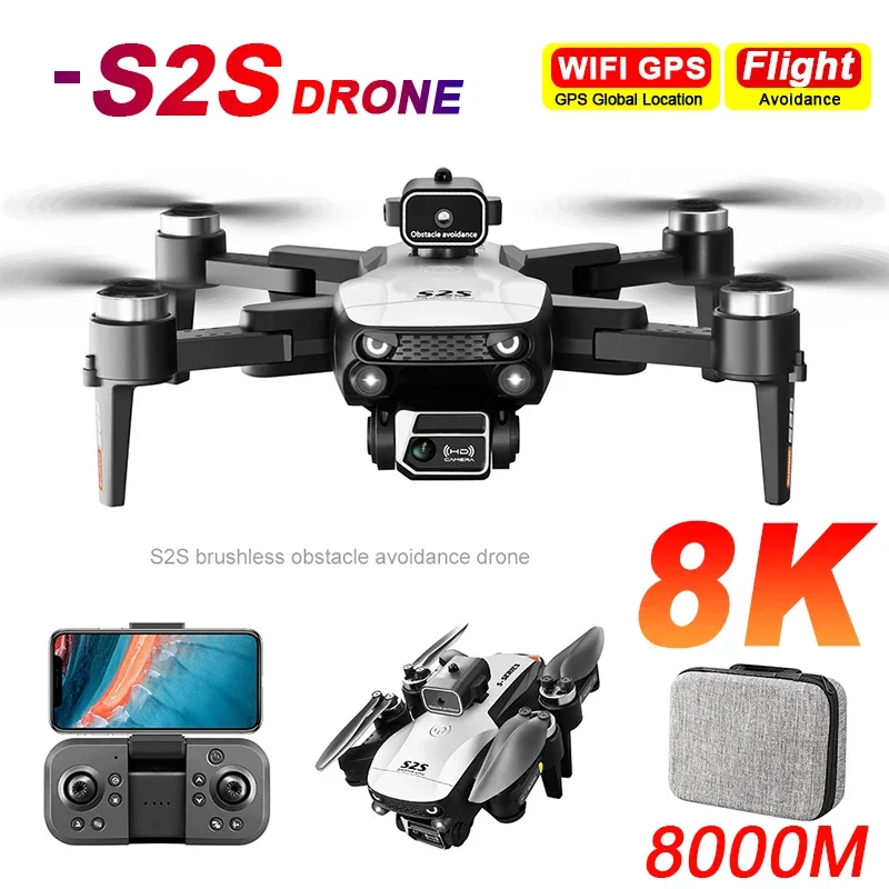 

2024 S2S Mini Drone 4k 8K HD Camera Obstacle Avoidance Aerial Photography Brushless Motor Foldable Rc Quadcopter Kid Toy