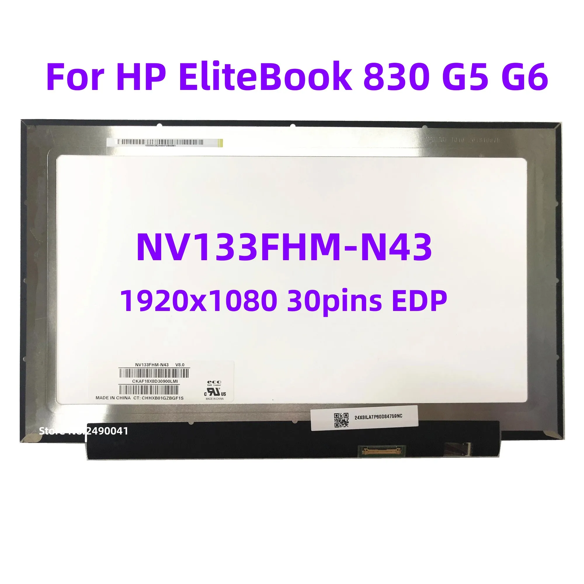 Tela Lcd do Portátil para hp Elitebook 133 Ips Nv133fhm-n43 Nv133fhm-n33 B133han06.6 830 g5 g6 Fhd1920x1080 Display 30 Pinos Edp