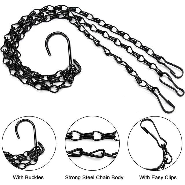 1Pc 40 Cm -Es Kerti Kosár Függő Fémláncok Virág Ültetvényes Edény Tartó 3/4 Pont Növényi Fogas Otthoni Szerszámok - Image 4