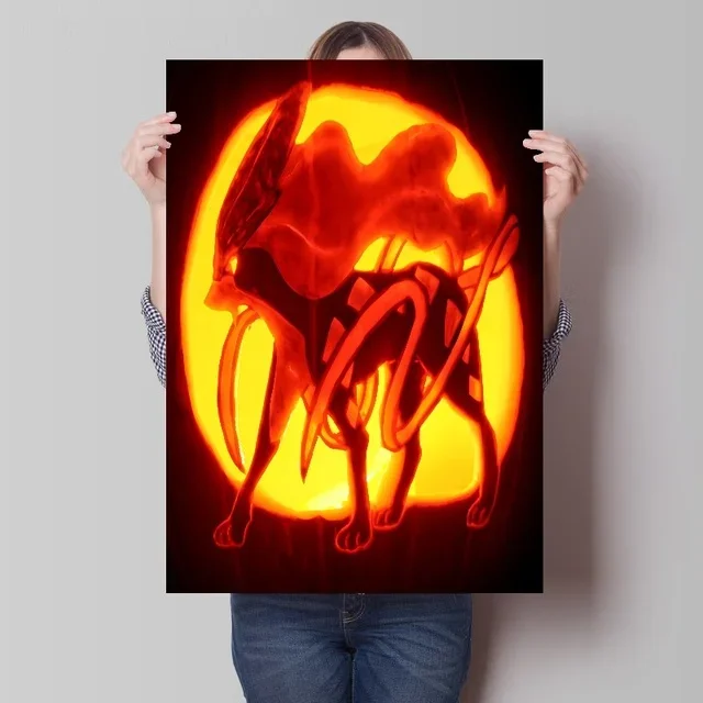 Póster vintage de Halloween, pinturas decorativas, figuras de anime, Pikachu, Charizard, Bulbasaur, Squirtle, Pokémon, arte mural de pared, juguete de regalo