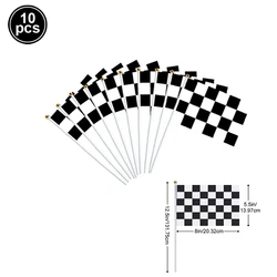 Race Car Theme Party Checkered Foil Balloons - Wheel & Tire Design for Kids Racing Birthday & Baby Shower Decorations (Flag 10pcs)