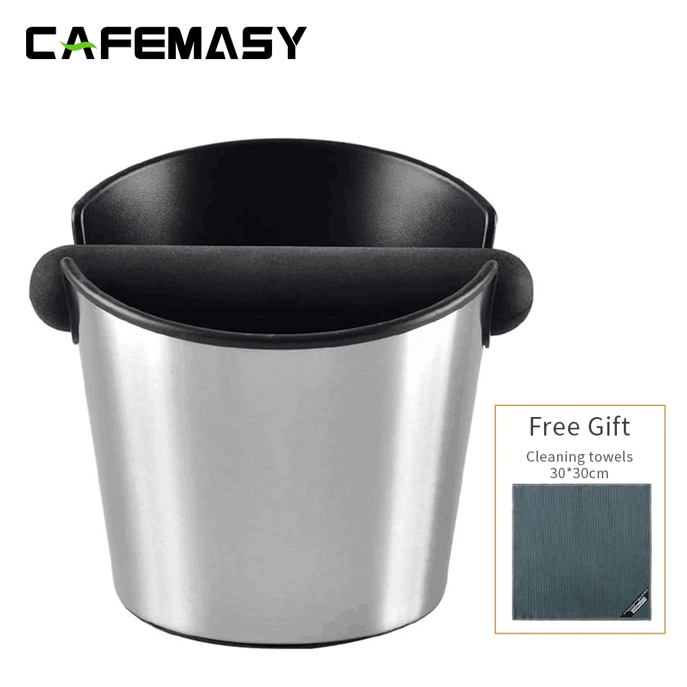 

Espresso Ground Bucket Coffee Knock Box Mini Professional Home Barista Drawer Dump Basket Coffee Grind Waste Bin Stainless Steel