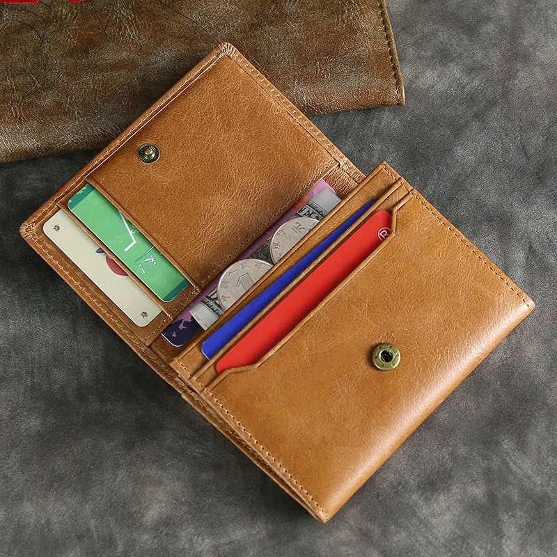 

Genuine Leather Small Wallet for Men Women RFID Bifold Card Holder Wallets Blue Short Casual Coin Purse Pocket Cash Money Bag