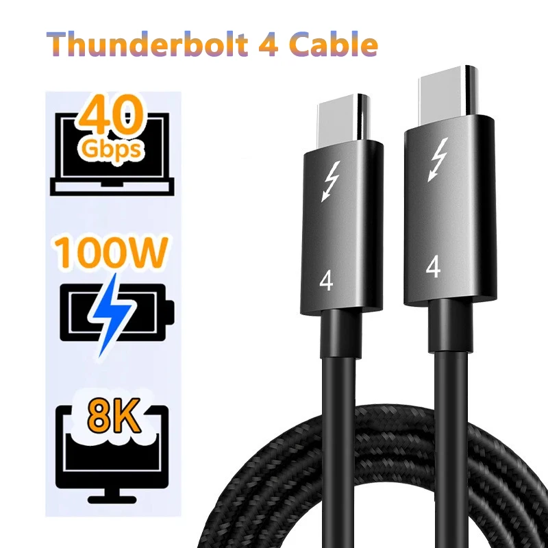 

USB4 Thunderbolt 4 3 Cable PD100W Fast Charging Type C Charge Cable 8K@60Hz 40Gbps USB C Type-c Data Cable for Macbook iPad Pro