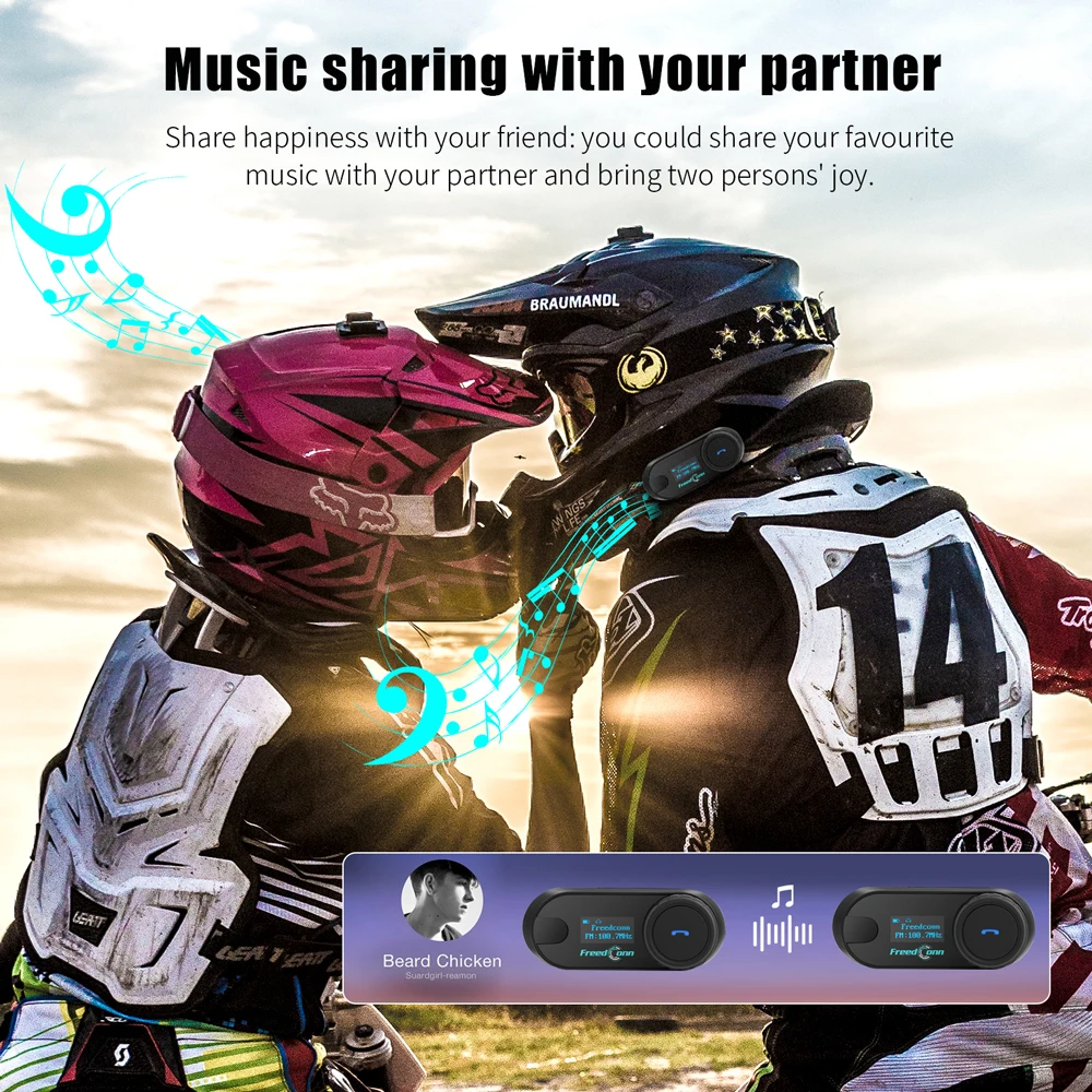 Freed conn t com sc bluetooth motorrad intercom helm headset drahtlose kommunikation inter phone bt 5,0 musik teilen 6 fahrer fm – Detail 5
