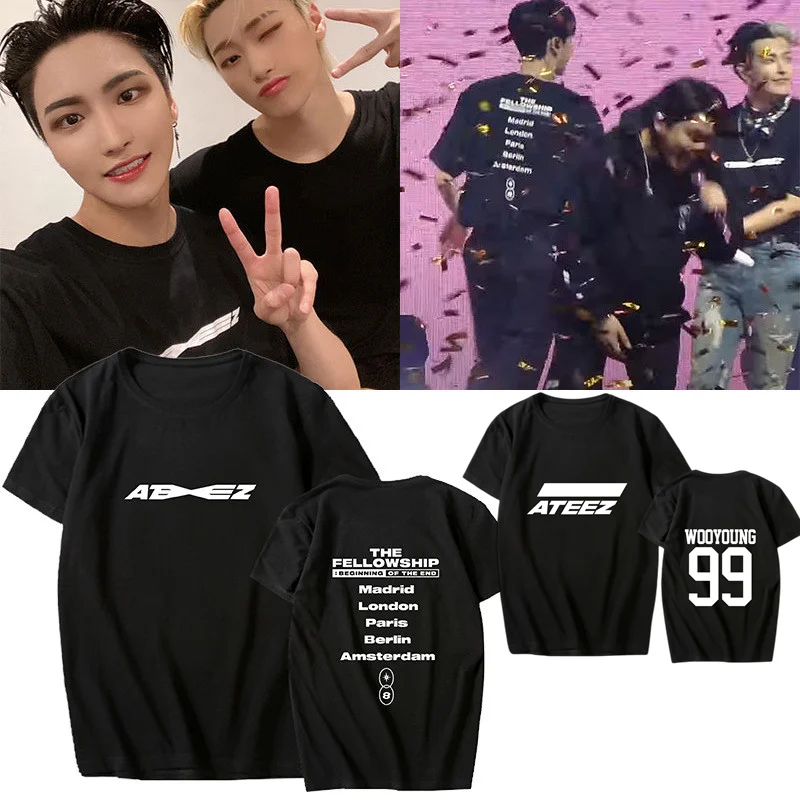 

KPOP ATEEZ Tour T Shirt Tee Tops for ATINY Hongjoong Seonghwa Yunho Yeosang Mingi Wooyoung Jongho T-shirt Summer Clothes Cotton
