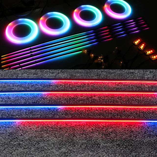 For18 In1LED 64 Color Symphony Strip Car Ambient Lights accessories RBG Interior Acrylic Strip Guide Fiber Optic Interior light