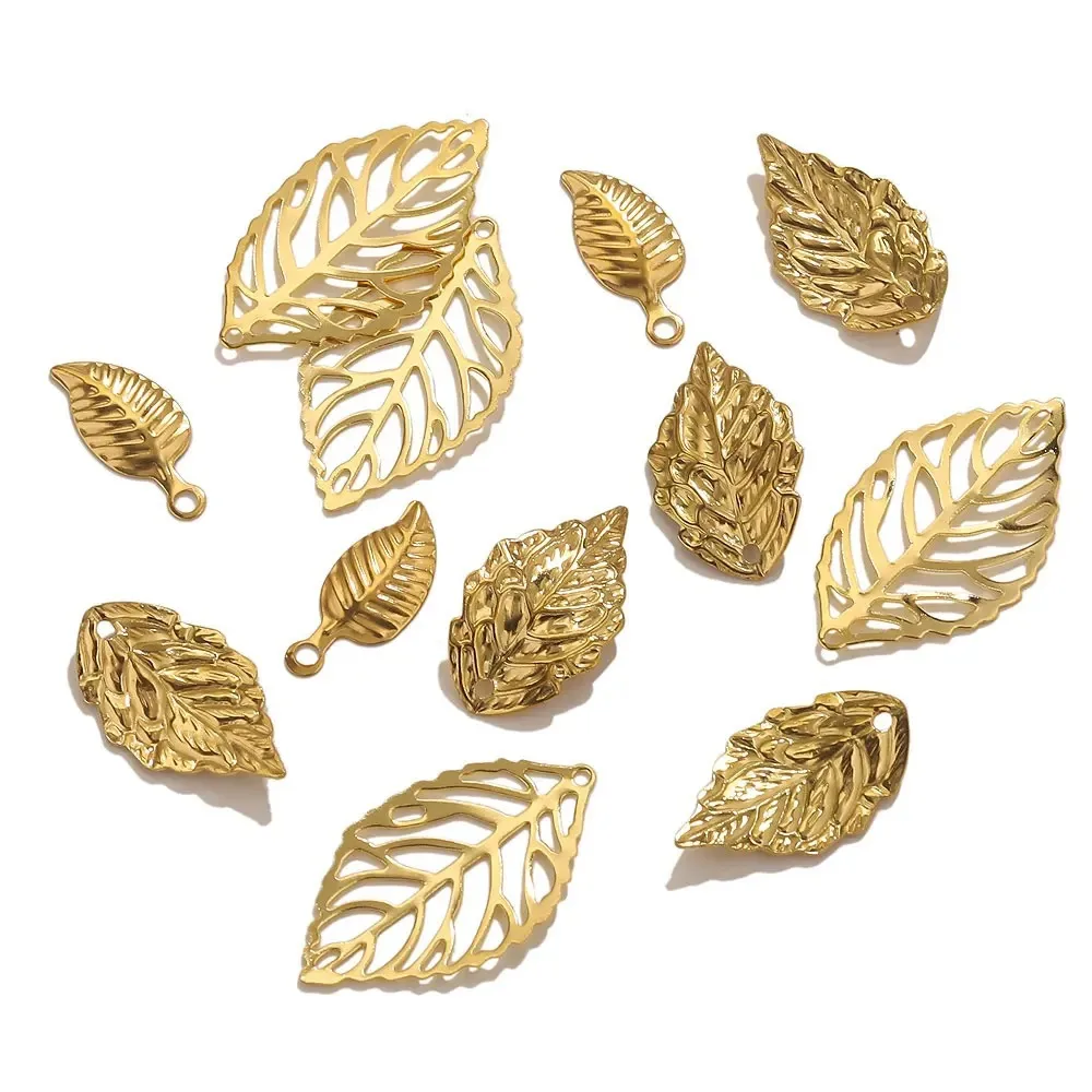 Stainless Steel Fittings Gold Leaves DIY Accessories Pendant Wholesale 12