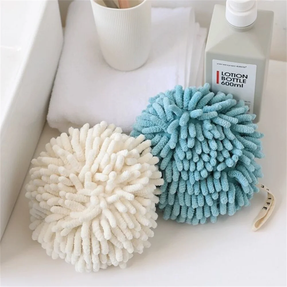 Chenille Hand Towels Kitchen Bathroom Hand Towel Ball with Hanging Loops  Quick Dry Soft Absorbent Microfiber Towels - AliExpress