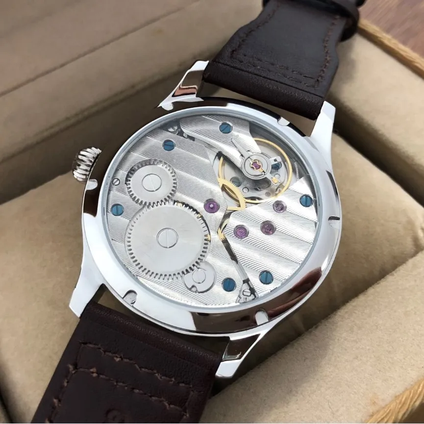 Sapphire Crystal Or Mineral Glass 44mm GEERVO No Black Dial Asian ETA6497 Mechanical Movement Luminous Pilot Men's Watch 1