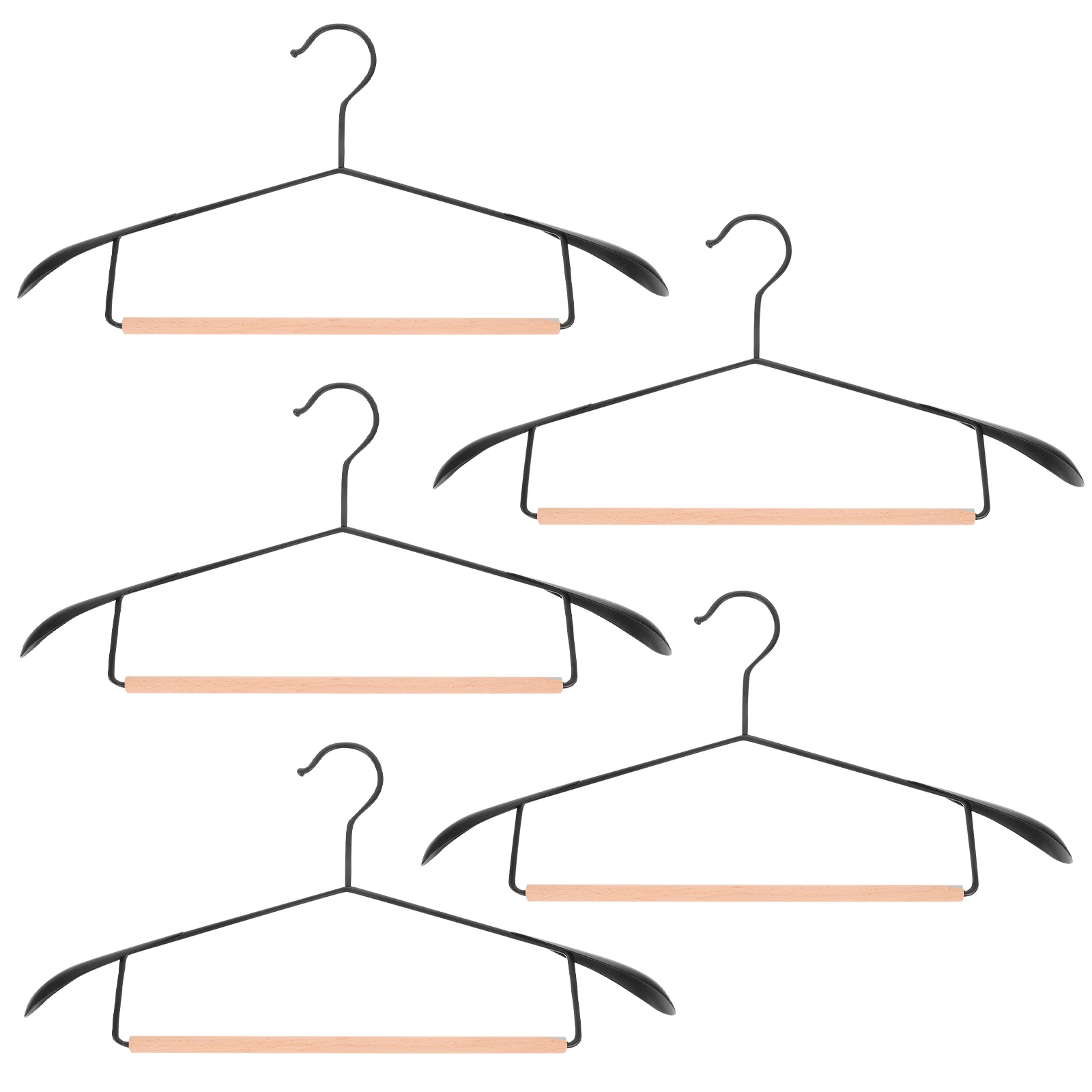 

5 Pcs Wardrobe Suit Hangers Clothes Multi-functional Coat Organizer Wooden Closet For Household