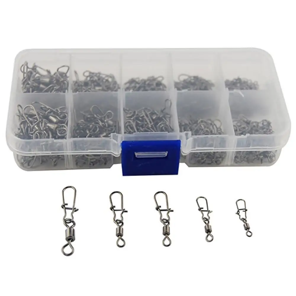 

210 Pcs Rolling Swivel Fast-lock Snap Ball Bearing Fishing Connector Swivel Clasp Carabiner Clip Silver Plated Lobster Clasp