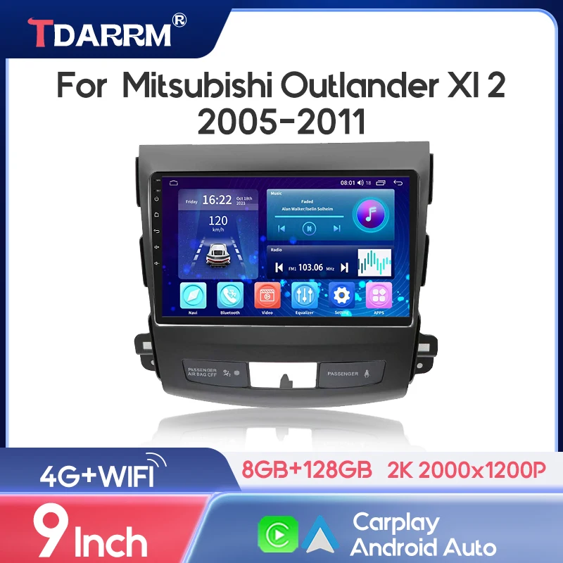 

TDARRM Android13 9 inch GPS Car Radio For Mitsubishi Outlander Xl 2 2005-2011 2Din WIFI 4G Carplay Auto Navigation Multi player