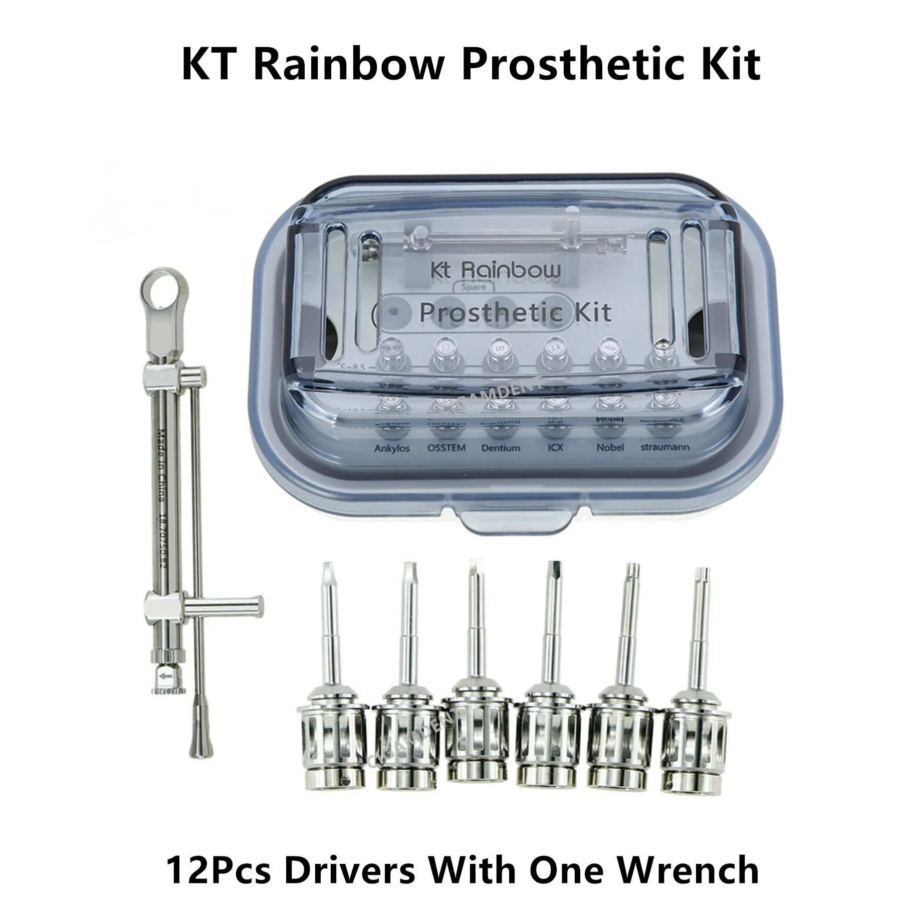

KT Rainbow Dental Implant Abutment Screwdriver Torque Wrench 10-70NCM Screw Drivers Universal Prosthetic Kit