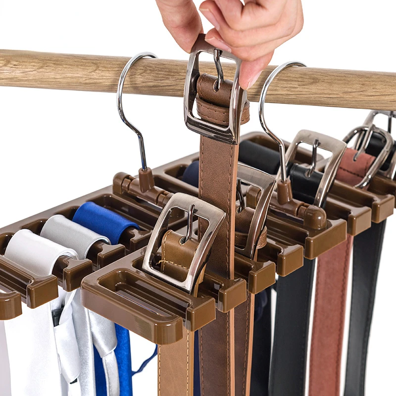 

Tie Belt Hanger Wardrobe Belt Rotating Organizer Rack 10 Card Slots Scarf Hanger Hook Closet Storage Holder Bedroom Home Items