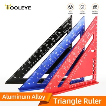 Triangle Ruler 7Inch Measurement Tool Aluminium Alloy Carpenter Set Square Angle Woodworking Tools Try Square Triangular Metric 1