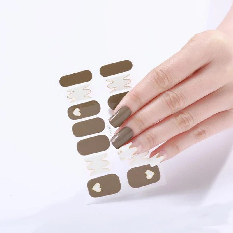 Nail Polish Film Stickers No Light Gel Nail Stickers Summer Cute Full Cover Decals DIY Manicure Slider Art Tools