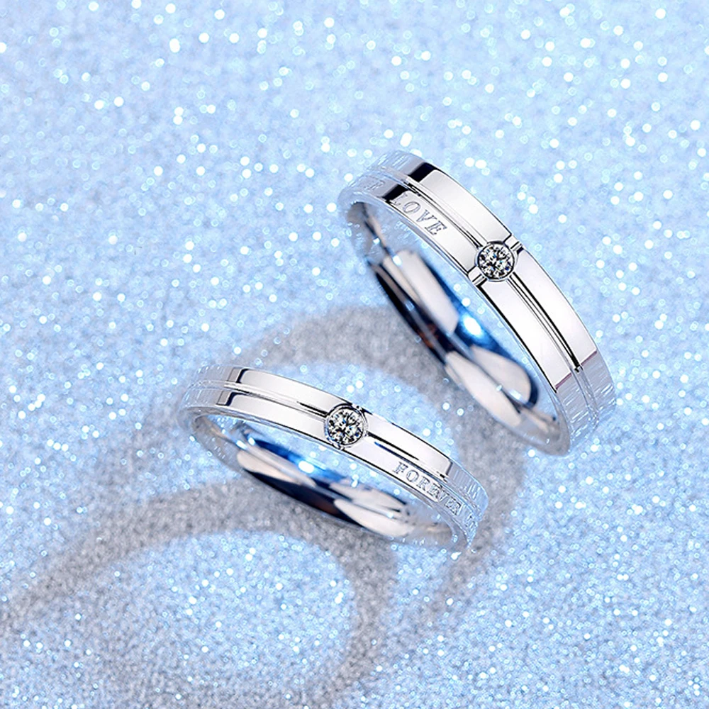 Daifuni 100% S925 Sterling Silver Love Forever Smooth Ring For Men Women Couples Lovers Festival Wedding Anniversary Jewelry 4