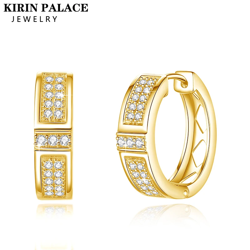 

D Color Moissanite Huggie Hoop Earrings Real 18K 585 14K 10K Yellow Gold Original Luxury Huggie Earring For Women Fine Jewelry