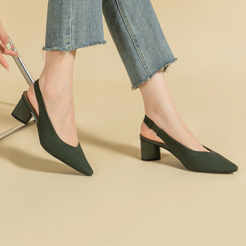 Summer Women High Heel Shoes Mesh Breathable Pointed Thin Heel Anti Slip