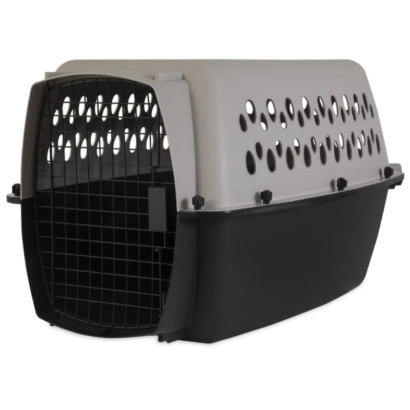 

Vibrant Life Pet Kennel Small/Medium 26" Dog Crate, Plastic Travel for Pets 15-25 lb, Grey