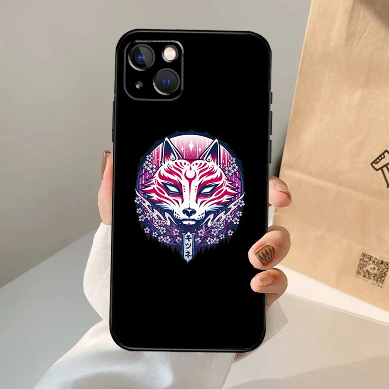 Kitsune Fox Japanese Art Case For iPhone 16 15 14 13 12 11 Pro Max