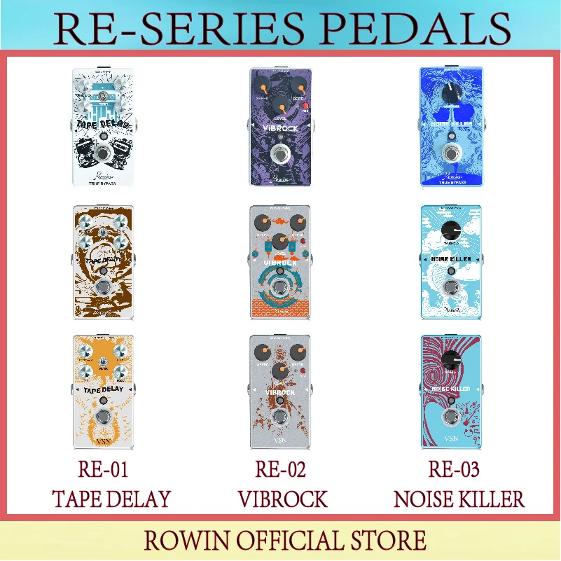 Rowin Amuzik VSN Tape Delay Vibrock Noise Killer Guitar Effect Pedal