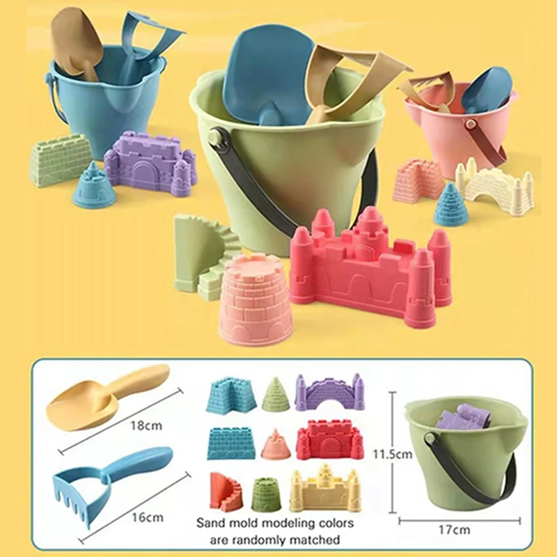 6PCS Beach Toys Beach Castle Bucket Shovel Rake Mold Digging Sand Kit Parent-Children Interactive Summer Outdoor Toys for Kids 2