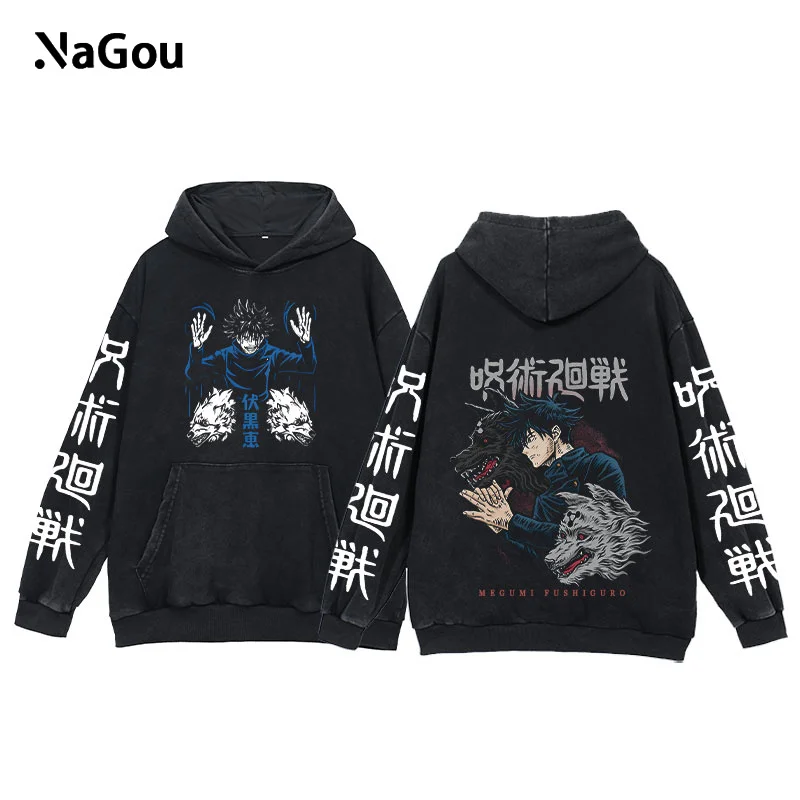 

Anime Jujutsu Kaisen Hoodies Men Gojo Satoru Long Sleeve Casual Hooded Sweatshirt Vintage Oversized Hip Hop Pullover Tops Gothic
